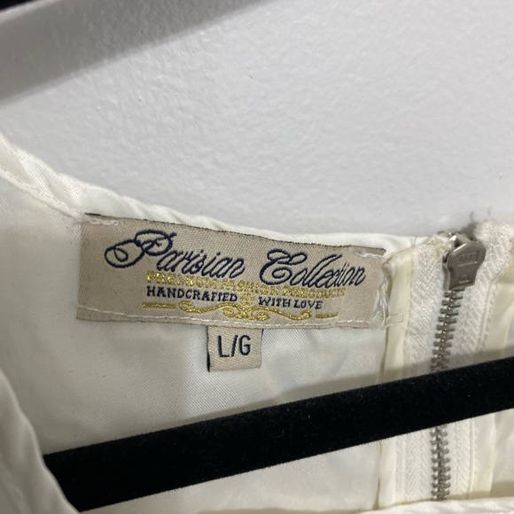 Vintage white florale crop top with fringe sz L but fits a size 4-6 - Picture 7 of 7